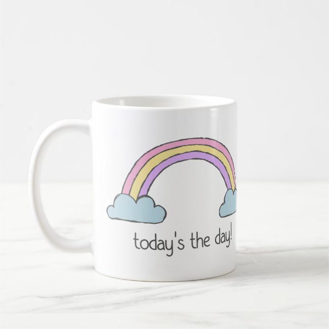 Mug Positive Thinking + Rainbow : Aujourd'hui c'est le (Gauche)