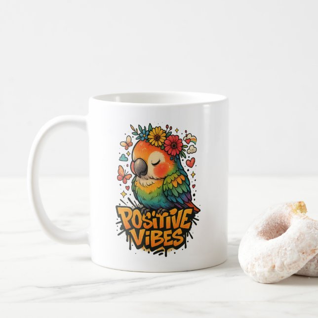 Mug “Positive Vibes” Parrot (Avec donut)