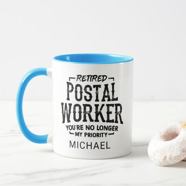 Mug Poste de travail à la retraite personnalisée (Avec donut)