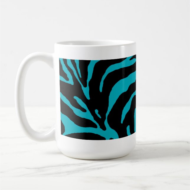 Mug Poster de animal en bande bleu clair Zebra (Gauche)