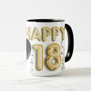 Mug Poster de animal & Gold Happy 18e anniversaire