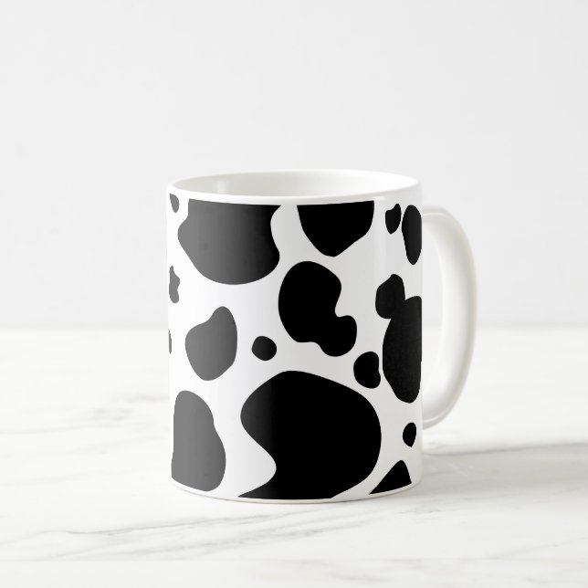 Mug Poster de animal noir et blanc de motif de taches (Devant droit)