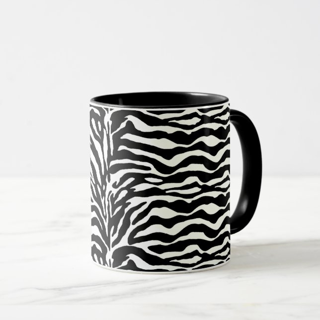 Mug Poster de animal sauvage, zèbre en noir et blanc (Devant droit)