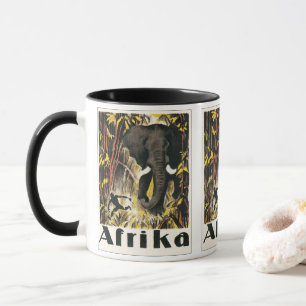 Mug Poster de voyage Afrique vintage, Eléphant africai