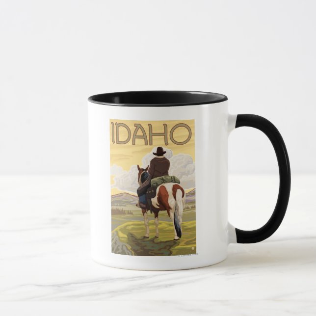 Mug Poster de voyage Cowboy & HorseIdahoVintage (Droite)