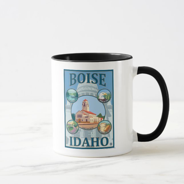 Mug Poster de voyage de Boise, IdahoScenic (Droite)