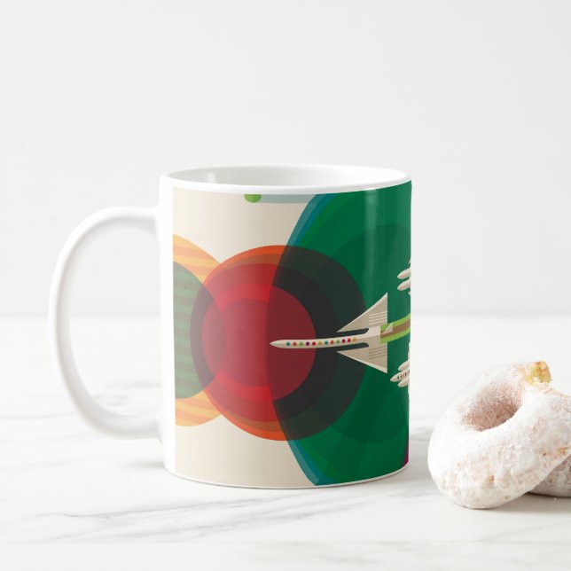 Mug Poster de Voyage Espace Rétro - Système Solaire Gr (Avec donut)