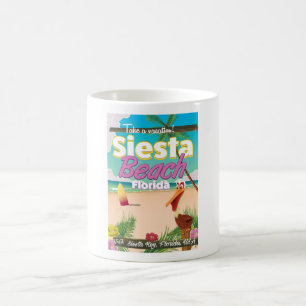 Mug Poster de voyage vintage Siesta beach florida