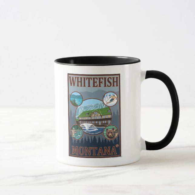 Mug Poster de voyage Whitefish, MontanaScenic (Droite)