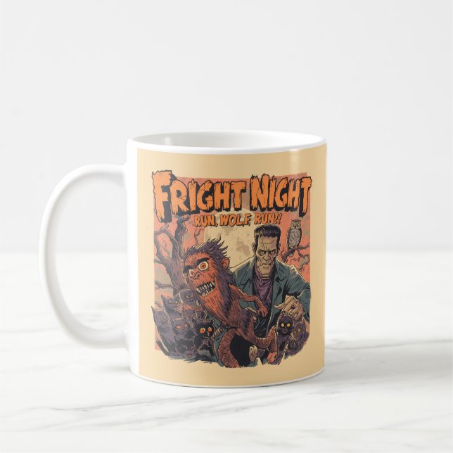 Mug Poster d'horreur nocturne - Retro Werewolf et Mo (Gauche)