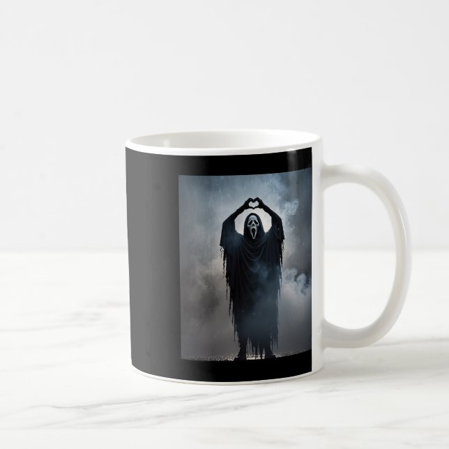 Mug Poster d'horreur Visage Coeur fantôme Hallowe (Droite)