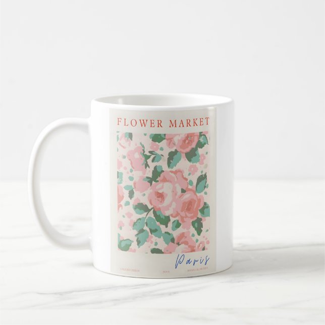Mug Poster du marché aux fleurs de Paris (Gauche)