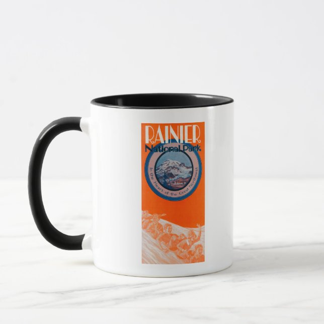 Mug Poster du mont Rainier - Drapeau (Gauche)