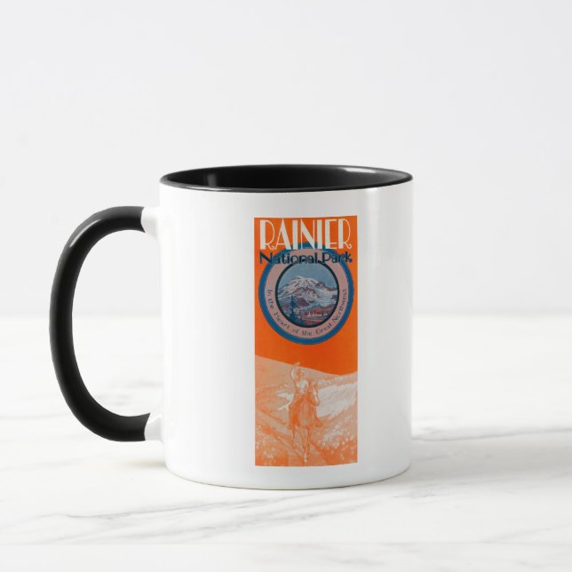 Mug Poster du Mont Rainier - Équitation (Gauche)