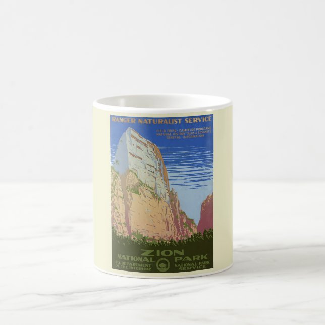 Mug Poster du parc national vintage Zion (Centre)