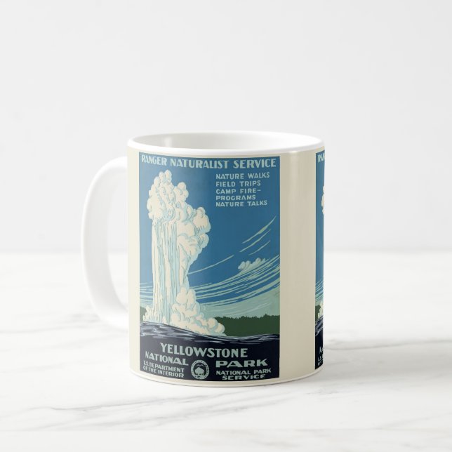 Mug Poster du parc vintage Yellowstone (Devant gauche)