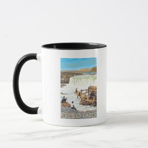 Mug Poster du Vintage voyage de pêche de Celilo Falls