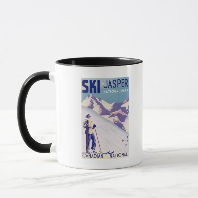 Mug Poster d'une femme sur les pentes ouvertes (Gauche)