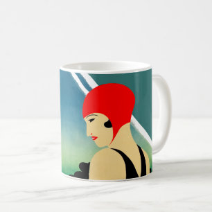 Mug Poster touristique japonais 1930 Art Déco Girl