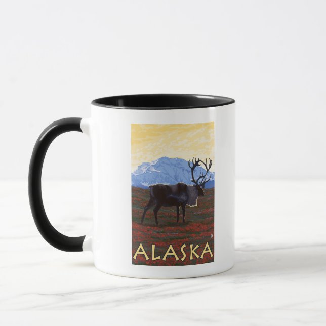 Mug Poster Vintage voyage AlaskaCaribou (Gauche)