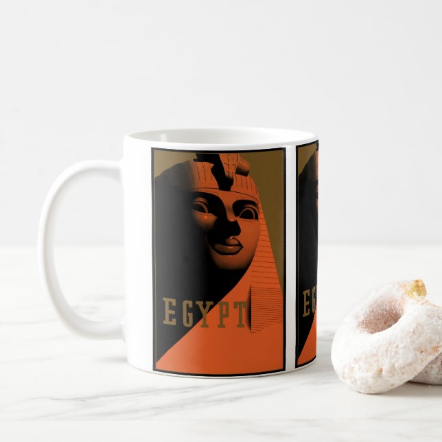 Mug Poster Vintage voyage avec Sphinx, Egypte, Afrique (Avec donut)