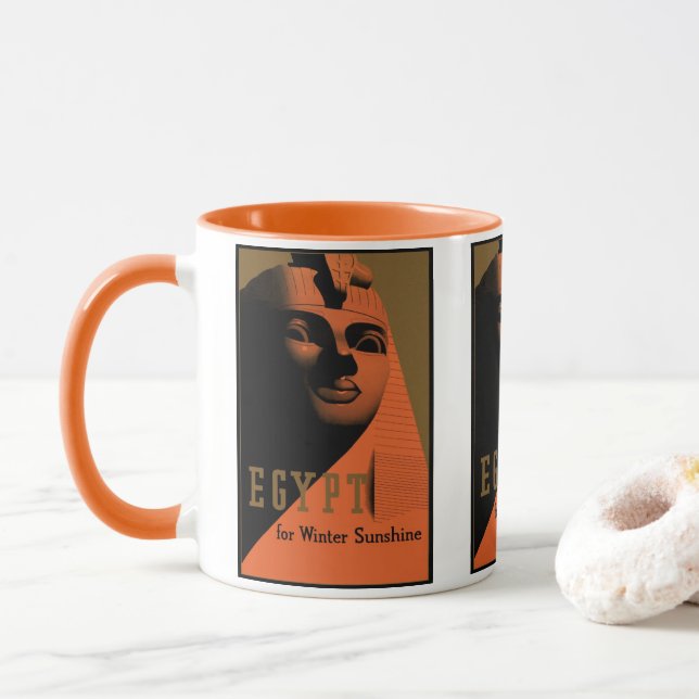 Mug Poster Vintage voyage avec Sphinx, Egypte, Afrique (Avec donut)