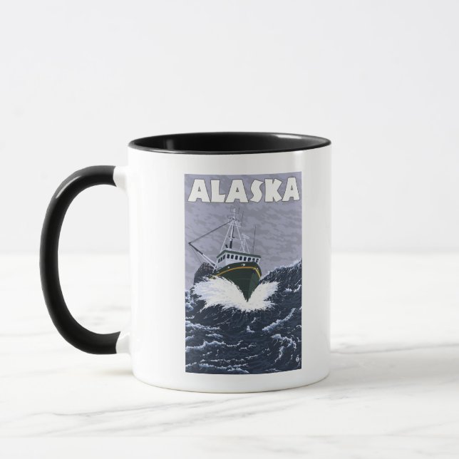 Mug Poster Vintage voyage de bateau de crabe de l'Alas (Gauche)