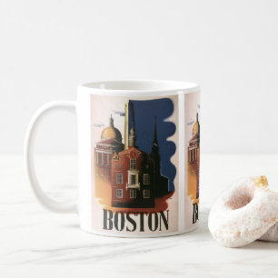 Mug Poster Vintage voyage de Boston, Massachusetts