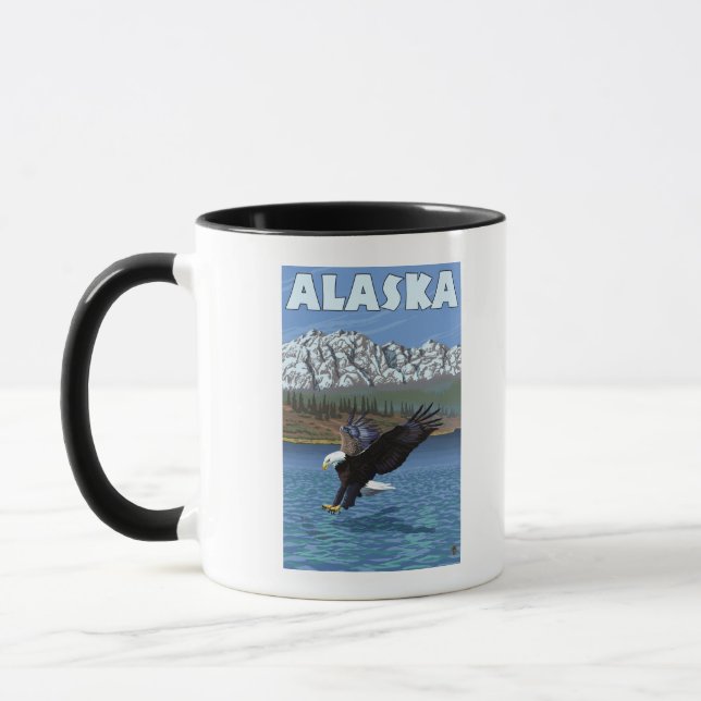 Mug Poster Vintage voyage de l'aigle AlaskaBald (Gauche)