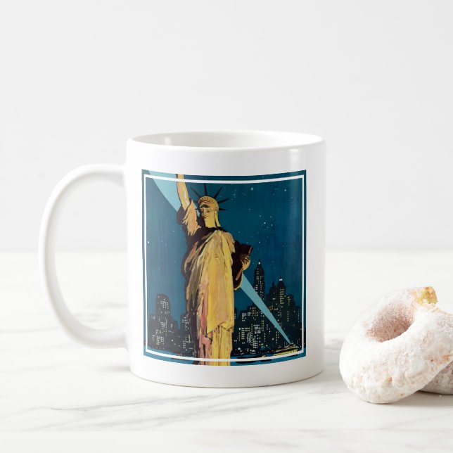 Mug Poster Vintage voyage Pour New York (Avec donut)