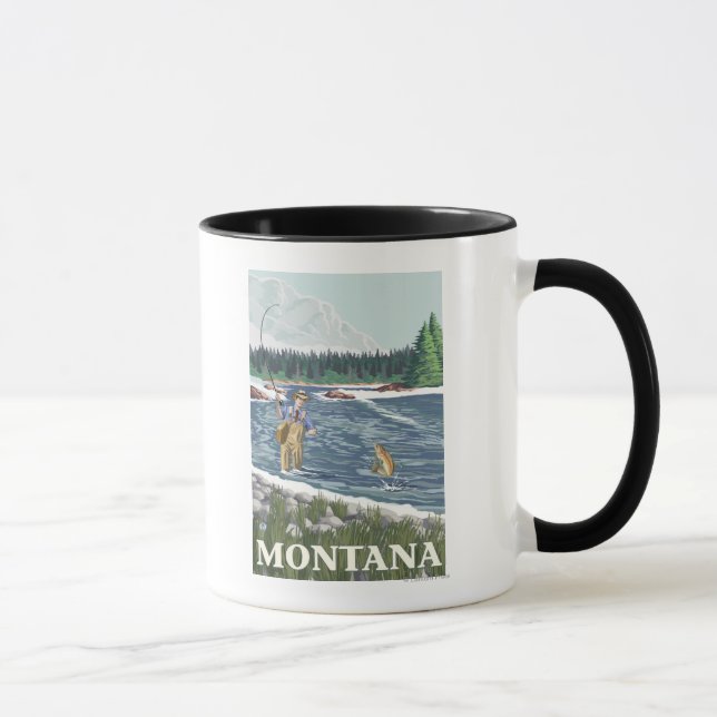Mug Poster Voyage PêcheurMontanaVintage (Droite)