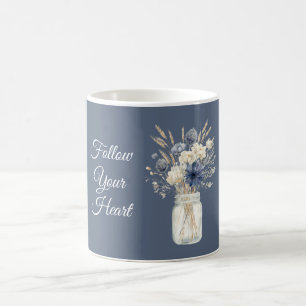 Mug Pot à fleurs crème bleu