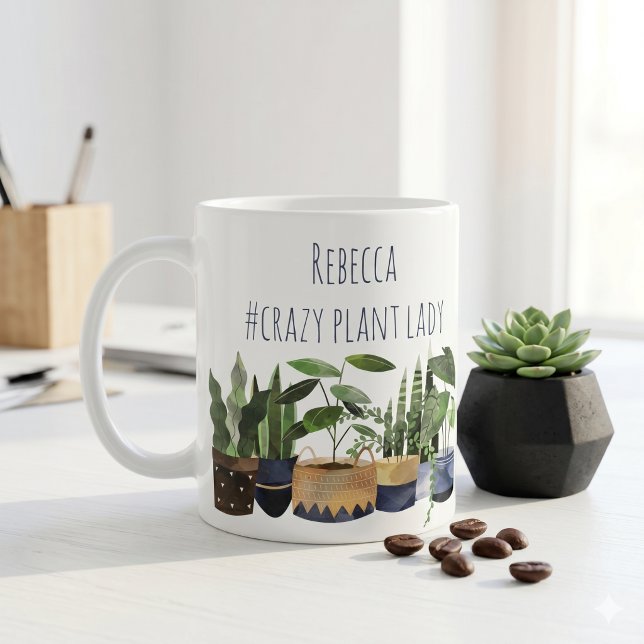Mug Pot de plante et cactus de la dame aux plantes fol (Créateur téléchargé)