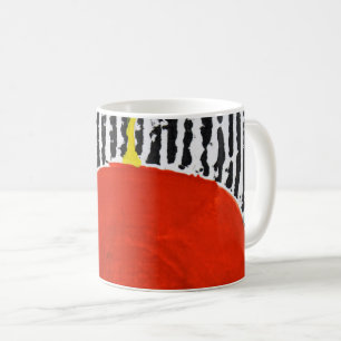 Mug Pot rouge avec rayures noir et blanc