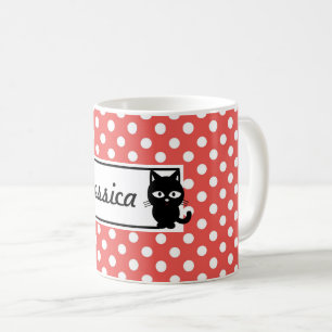 Mug Pot rouge et chat noir Personnalisé