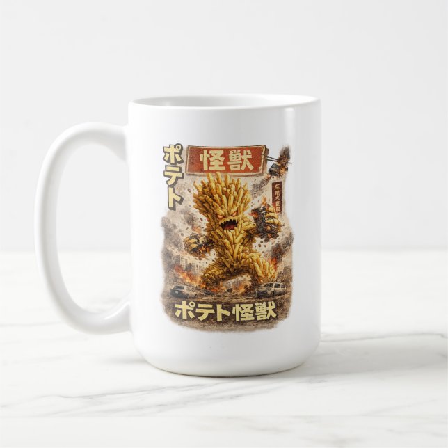 Mug Potato Kaiju – Affiche de monstre japonais rétro (Gauche)