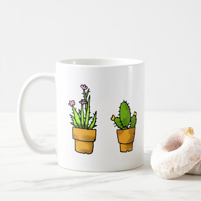 Mug pots plantes de cactus verts (Avec donut)