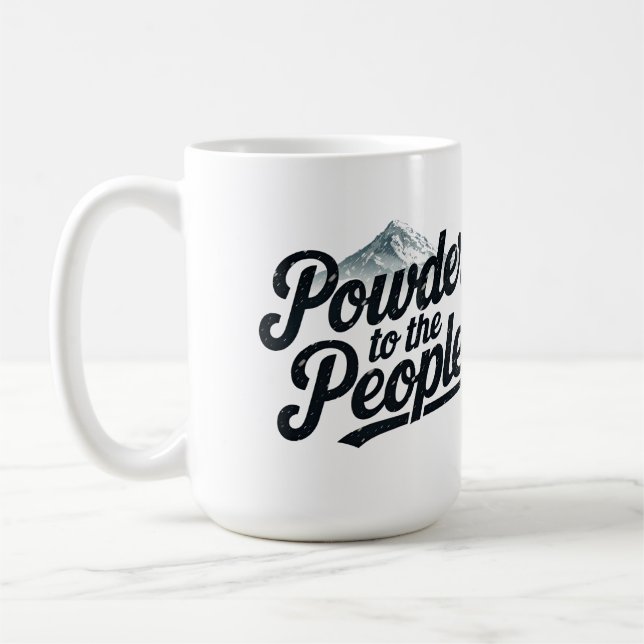 Mug "Poudre pour le peuple" Snowboard & Ski rétro (Gauche)