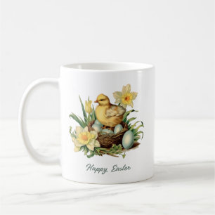 Mug Poule d'oeufs de pâques neutre rétro à l'aquarelle