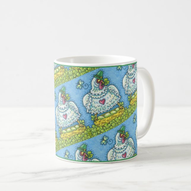 MUG POULE IRLANDAISE DRÔLE, ŒUFS VERTS ET TRÈFLES MIGN (Devant droit)