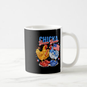 Mug Poule Patriotique Chicka Boom Boom Rouge Blanc Ble