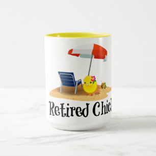 Mug Poule retraitée sur la plage