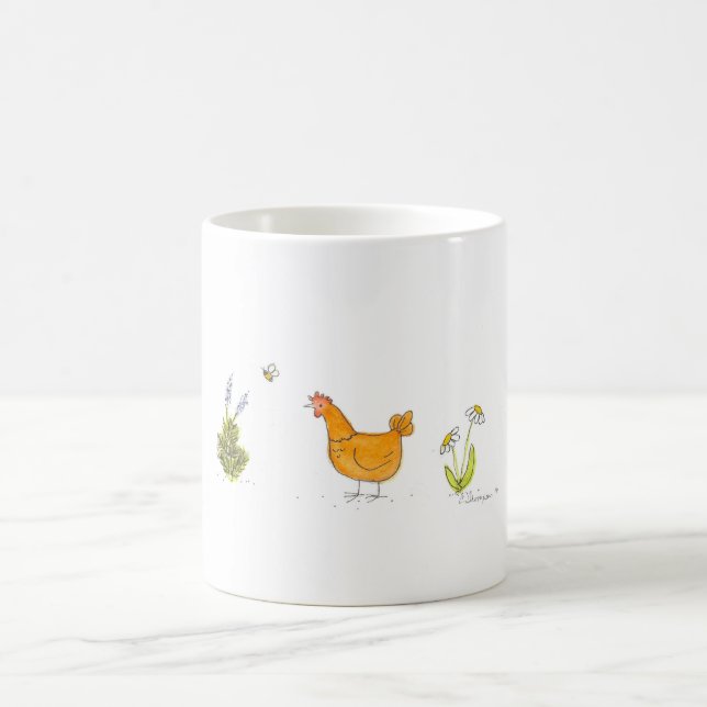 Mug Poule rouge dans le jardin (Centre)