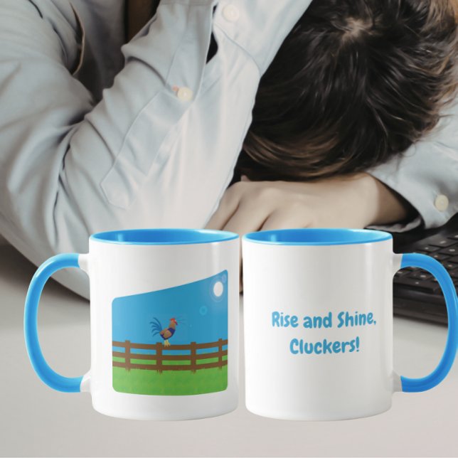 Mug Poules drôles de Cluckers, Lever et Briller (Créateur téléchargé)