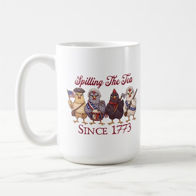 Mug Poules drôles du 4 juillet qui bavardent depuis 17 (Gauche)