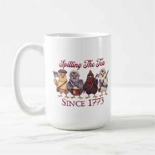 Mug Poules drôles du 4 juillet qui bavent du thé depui