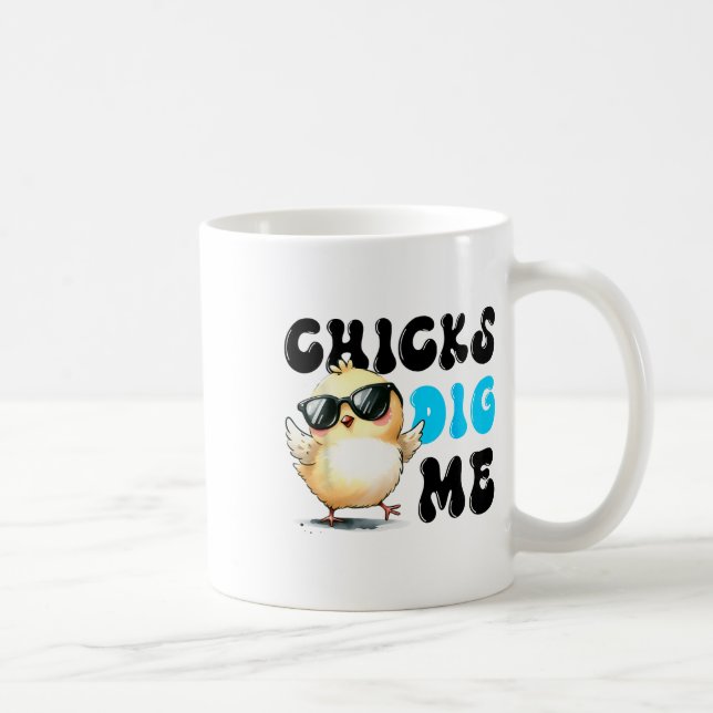 Mug Poules drôles me draguent Pâques Joyeuses Pâques 1 (Droite)