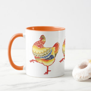 Mug Poulet coloré de la ferme de basse-cour vintage