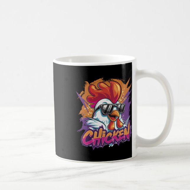 Mug Poulet Cool Drôle Hipster Sungles Coq  (Droite)