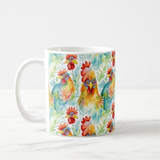 Mug Poulet d'aquarelle de ferme mignonne (Gauche)